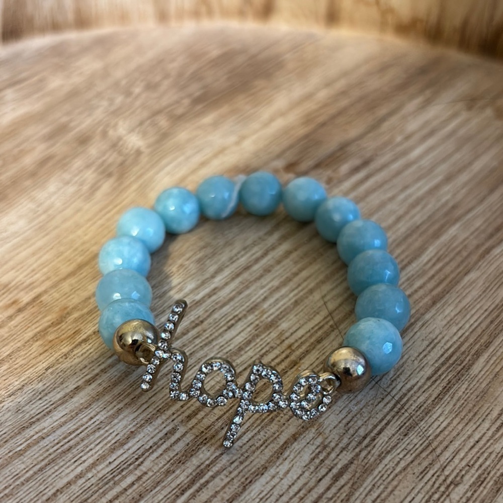 Blue Beaded Bracelet with Gold Accents